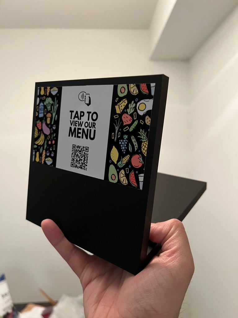 Interactive Restaurant Menu Signs with QR Code and NFC Features