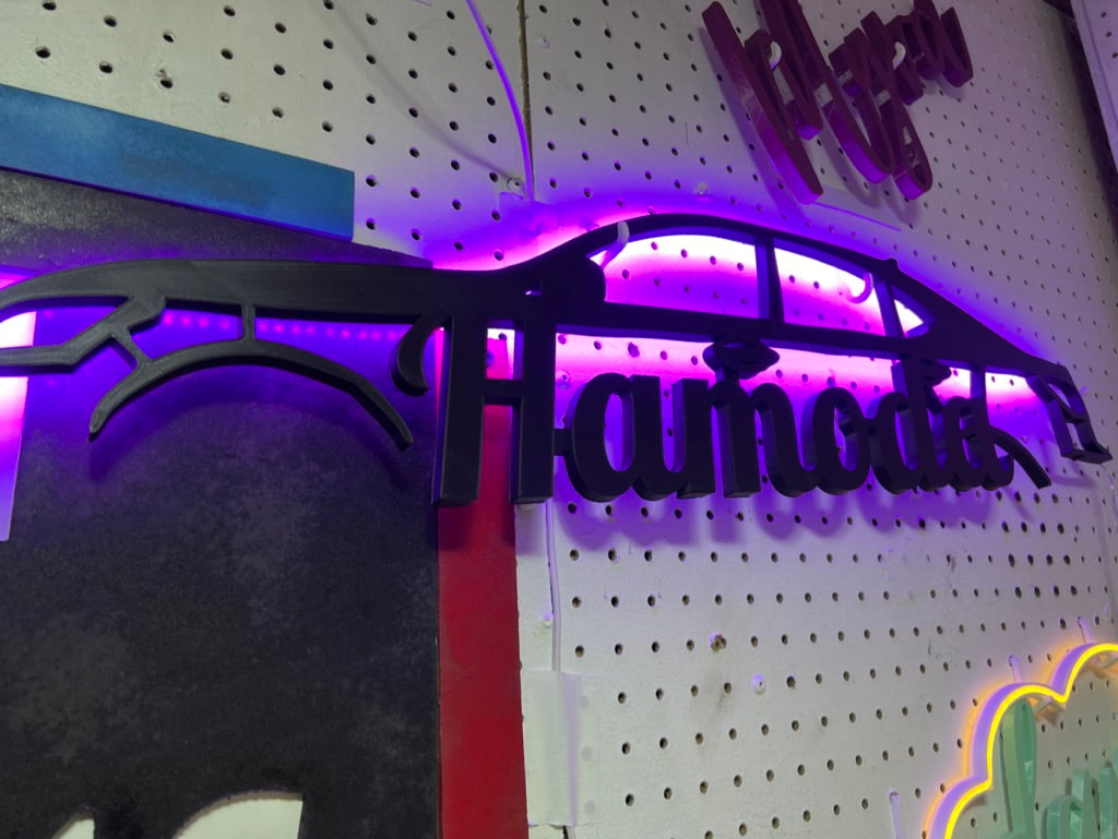 Personalized LED Car Backlight Sign - 30-Inch Custom Design for Auto Enthusiasts