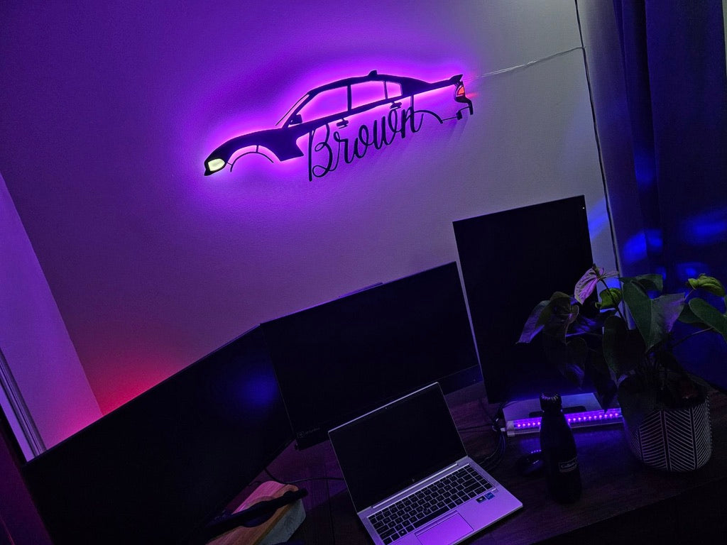 Personalized LED Car Backlight Sign - 30-Inch Custom Design for Auto Enthusiasts