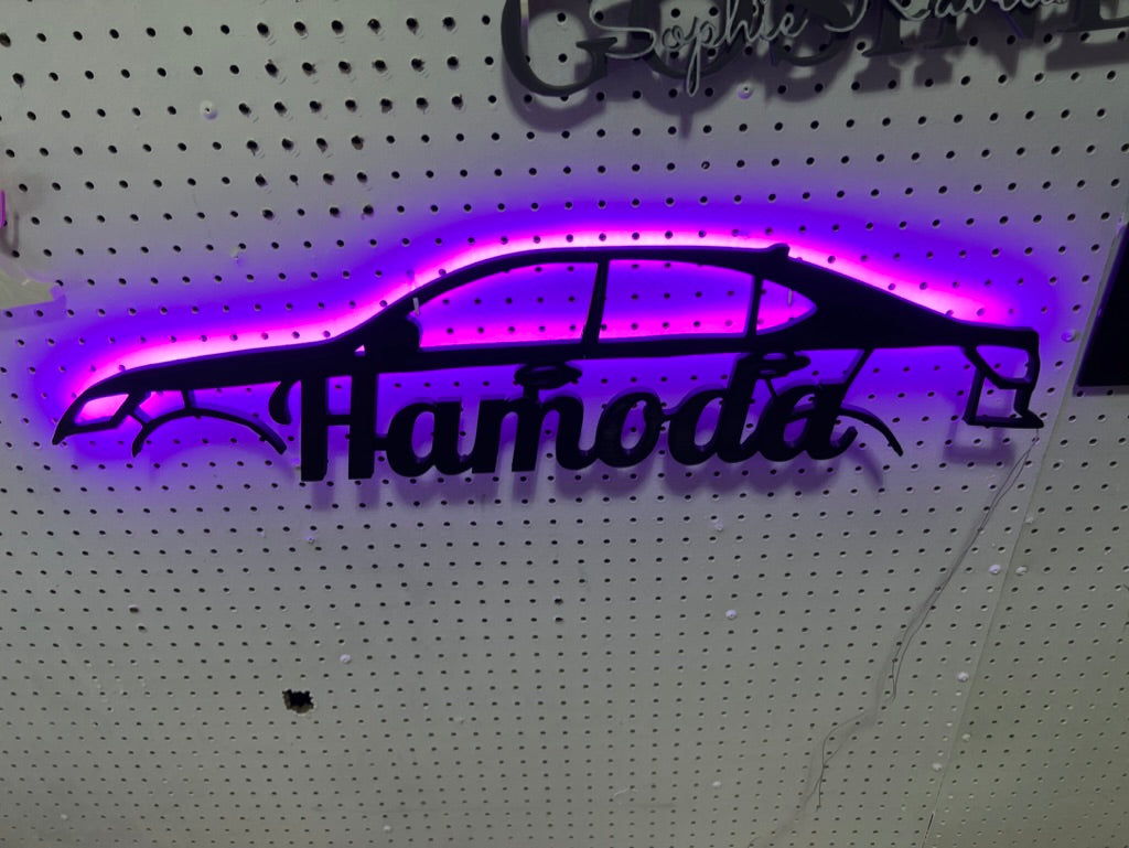 Personalized LED Car Backlight Sign - 30-Inch Custom Design for Auto Enthusiasts