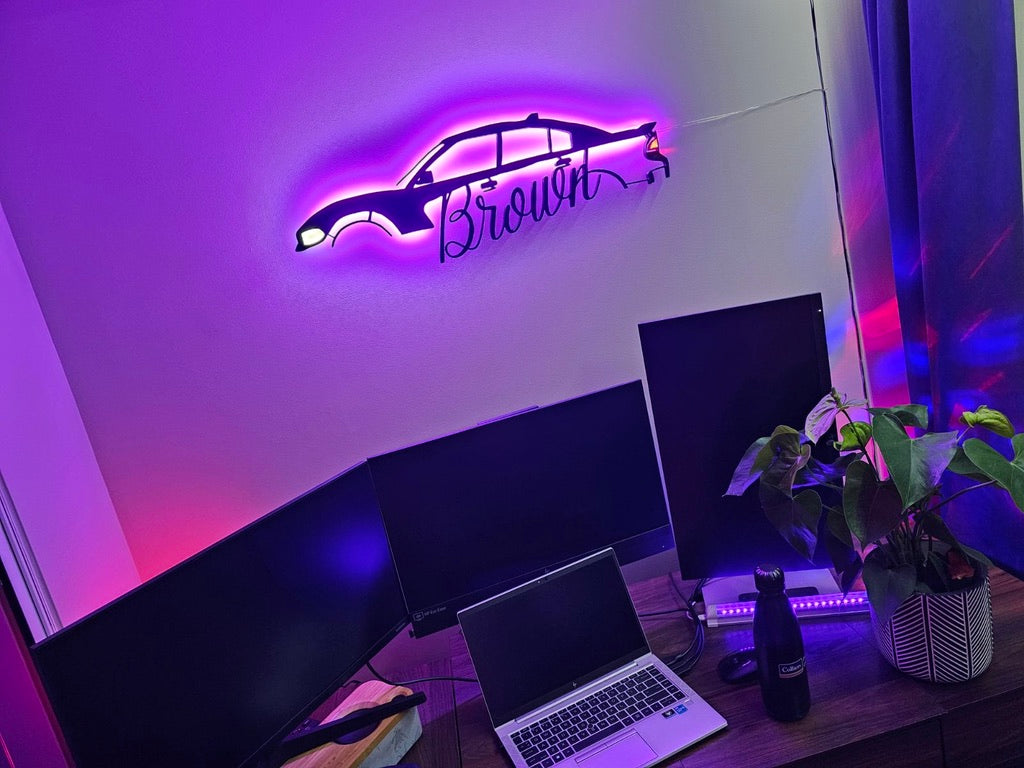 Personalized LED Car Backlight Sign - 30-Inch Custom Design for Auto Enthusiasts