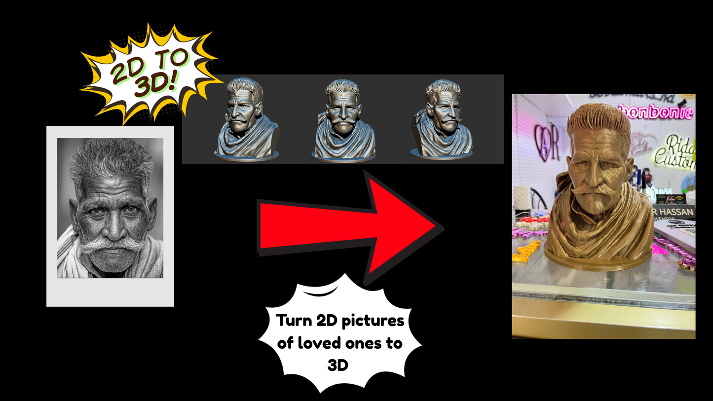 2D to 3D custom statue